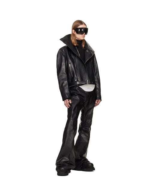 Rick Owens Black Tower Bolan Bootcut Leather Pants for men