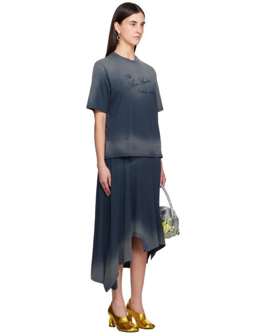 Acne ブルー レイヤード ミディアムワンピース Black