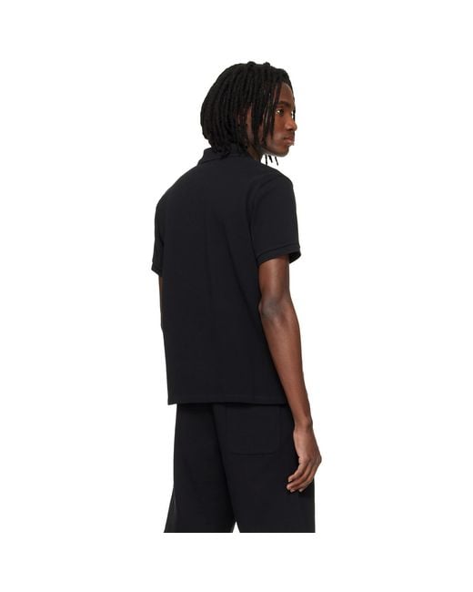 AMI Black Cotton Ami De Coeur Polo for men