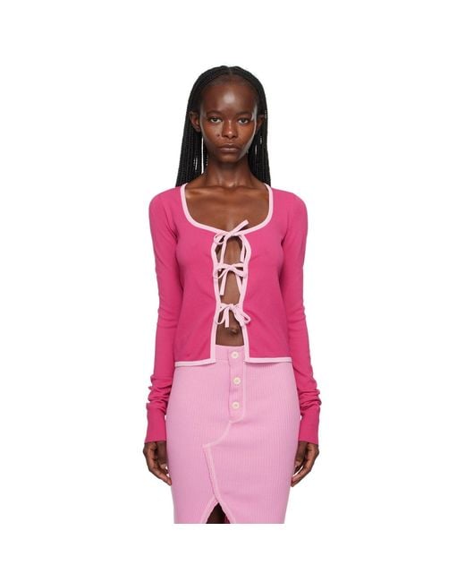 Moschino Pink Self-tie Cardigan