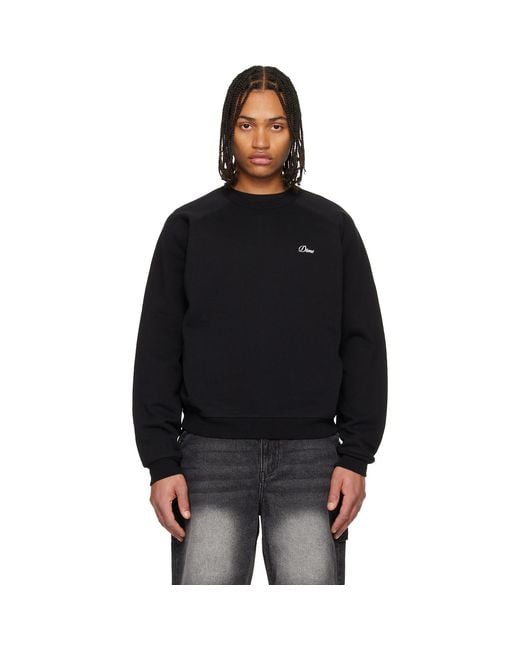 Dime Black Cursive Small Logo Crewneck Sweatshirt for men