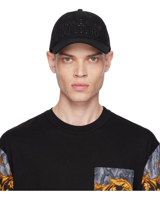 メンズ Versace Jeans Couture ブラック ロゴ ベースボールキャップ Black