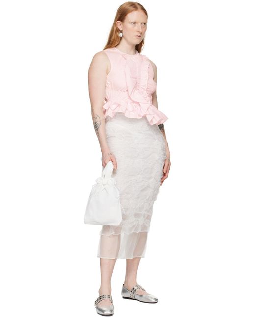 CECILIE BAHNSEN White Glenda Midi Skirt