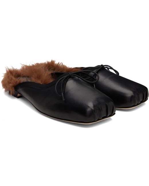 Simone Rocha Brown Faux-Fur Lined Mule Loafers