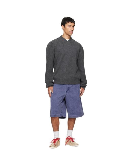 Marni Gray V Neck Sweater for men