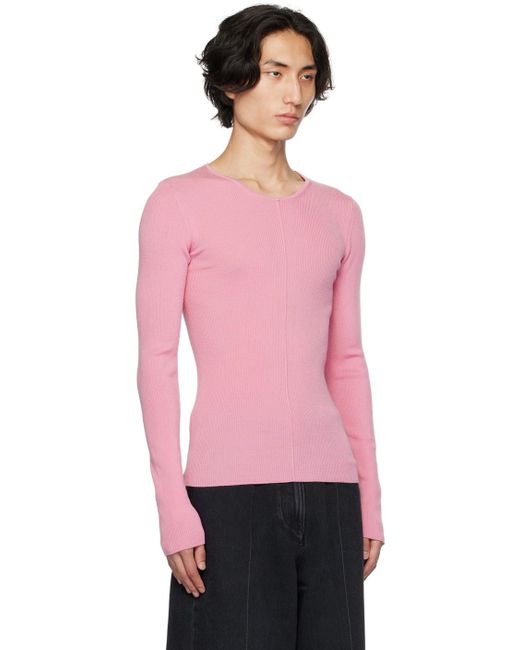 Peter Do Pink Ribbed Sweater for men