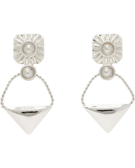 Toga White Triangle Pierced Earrings
