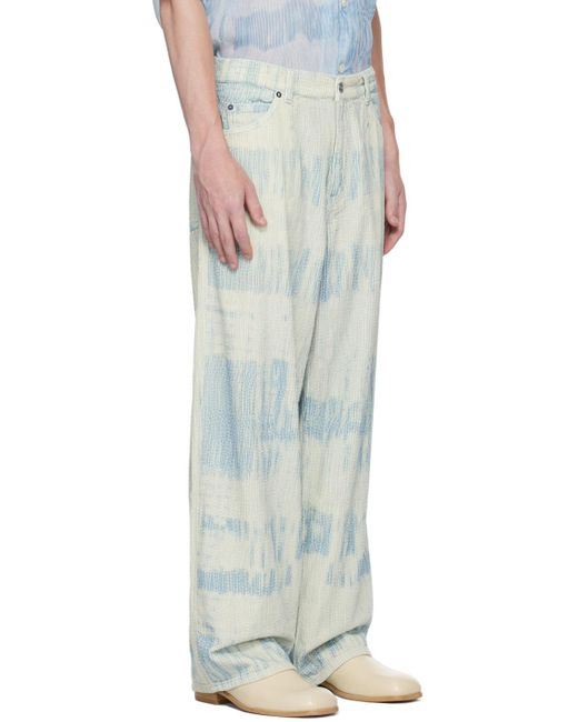 Our Legacy White Blue Vast Cut Trousers for men