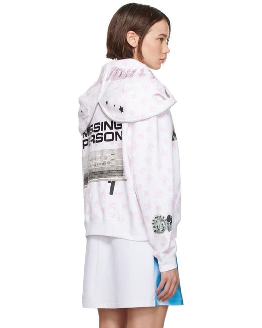Ashley Williams 'Missing Person' Butterfly Hoodie in White | Lyst