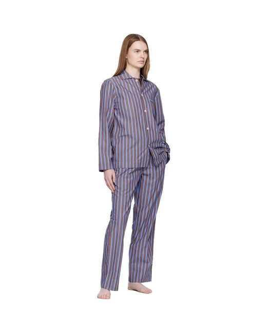 Tekla Purple Poplin Long-Sleeved Pyjama Shirt