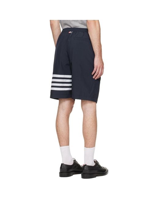 Thom Browne Blue Ripstop 4-Bar Track Shorts for men