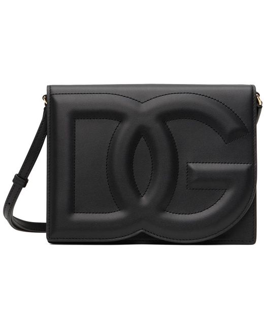 Dolce & Gabbana Dolce&gabbana Black Calfskin 'dg' Logo Crossbody Bag