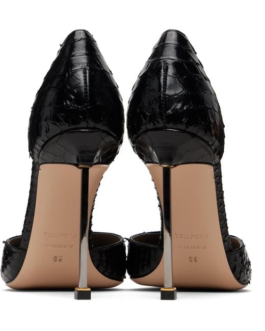 Tom Ford Black Semi Shiny Printed Python Spire D'Orsay Heels