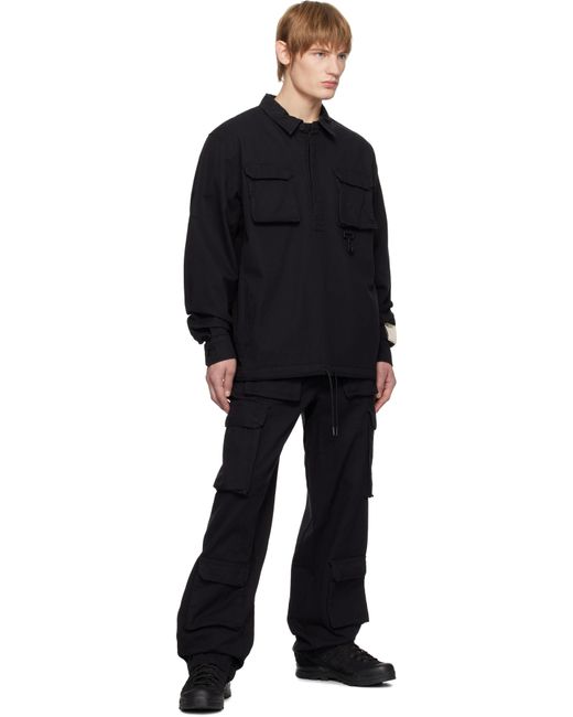 メンズ RCOS ブラック コットン カーゴパンツ Black