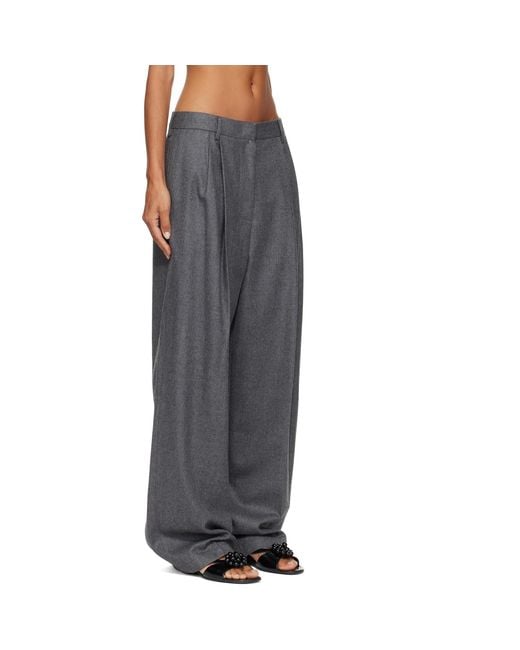LE17SEPTEMBRE Gray Tuck Tailored Wool Trousers