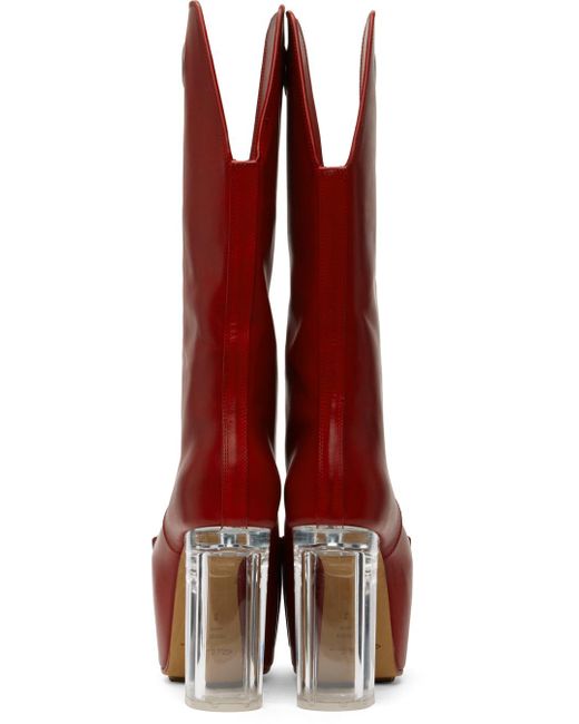 Bottes kowboy rouges à plaque et à plateforme Rick Owens en coloris Red
