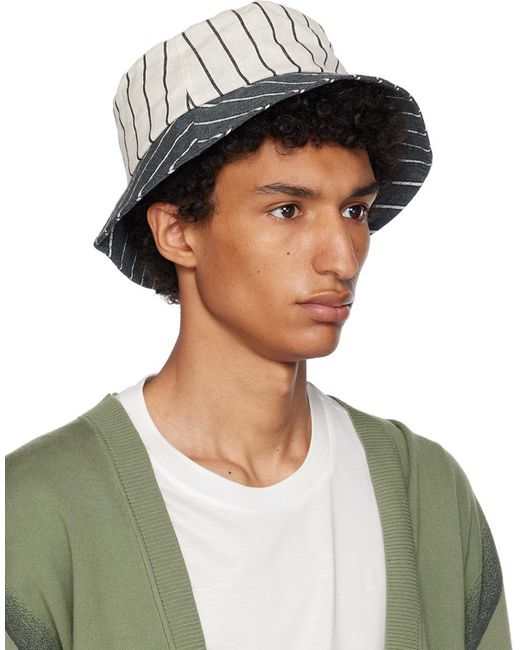 Paul Smith Green Off-white & Blue Deck Stripe Hat for men