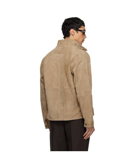 HUGO Black Tan Goatskin Suede Jacket for men