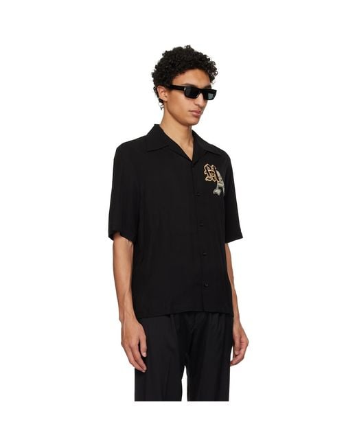 Amiri Black Varsity Patch Camp Shirt for men