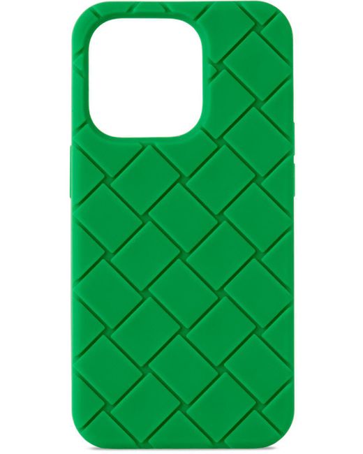 Bottega Veneta Green Rubber Intreccio Iphone 14 Pro Case