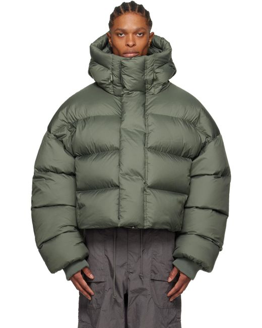 Entire studios Gray Hooded Down Jacket for men
