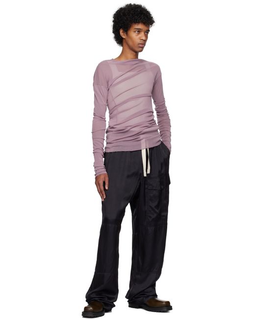 Pantalon Cargo Bleu Marine En Viscose À Cordon Coulissant Dries Van Noten pour homme en coloris Black