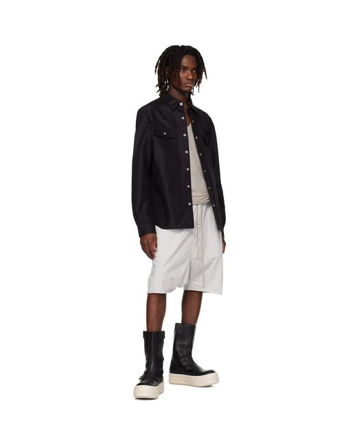 Rick Owens Natural Off- Temple Drawstring Pods Shorts for men
