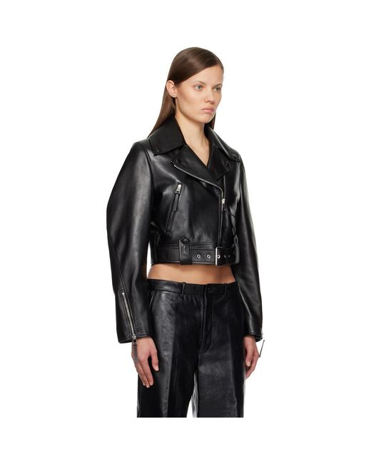 Givenchy Black Cropped Cocoon Leather Biker Jacket