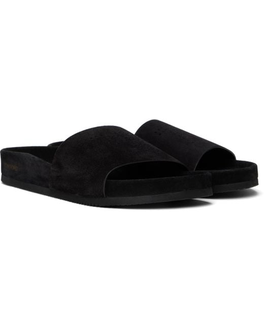 【関税込み】TOM FORD ブラック Wicklow スエード サンダル TOM FORD: ブラック Wicklow スエード サンダル | SSENSE 日本