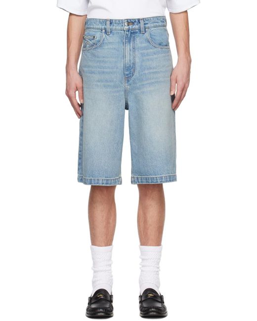 Rhude Blue Faded Denim Shorts for men