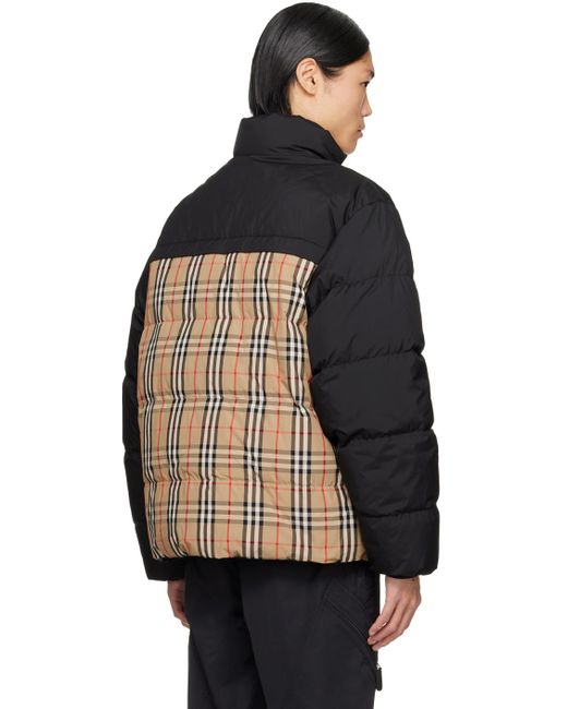 Burberry Beige & Black Vintage Check Reversible Down Jacket for men