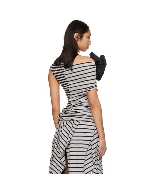 VAQUERA Black Striped Corsage Top