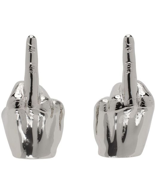 Y. Project Metallic Mini Fuck U Earrings for men