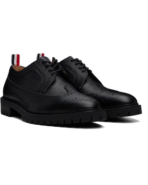 Thom Browne Black Pebble Grain Leather Longwing Brogues for men