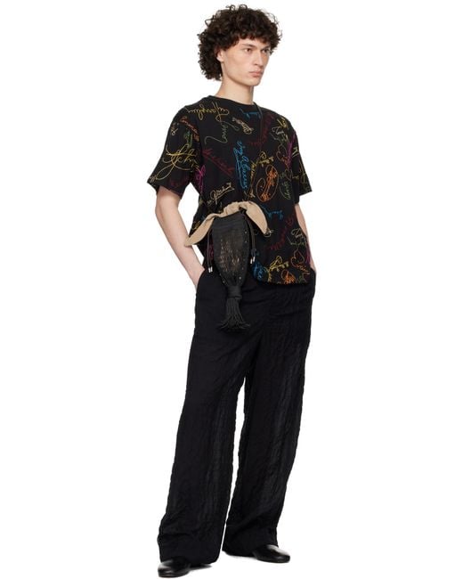 【関税込み】Bode ブラック Signature Scrawl ボクシー Tシャツ Bode: ブラック Signature Scrawl ボクシー Tシャツ | SSENSE 日本