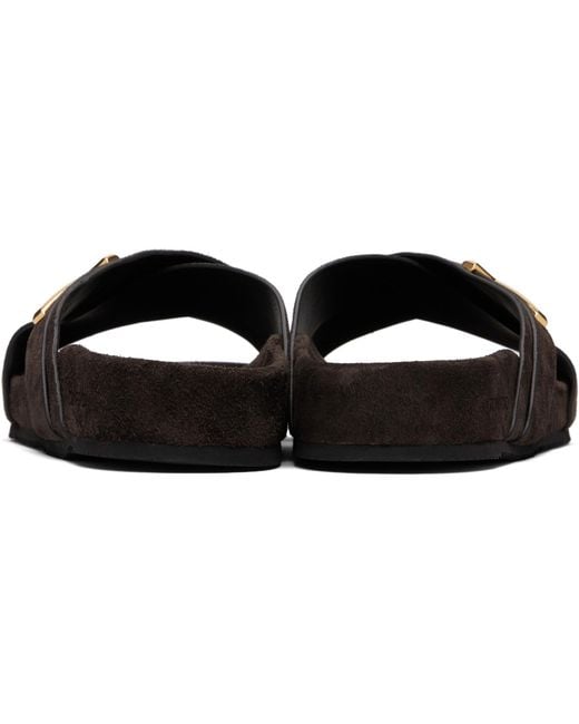 Tom Ford Black Suede Wicklow T Slides for men