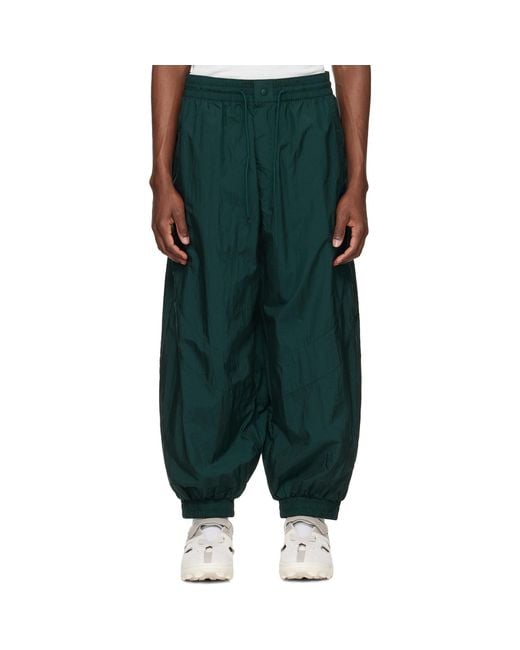 Y-3 Green Raw Edge 3 Stripes Nylon Shell Track Pants for men