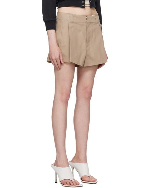 Alexander Wang カーキ Workwear-Inspired ボックスプリーツ ショートパンツ Natural