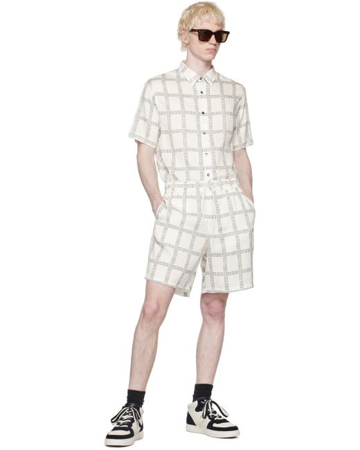 Emporio Armani Natural White & Black Drawstring Shorts for men
