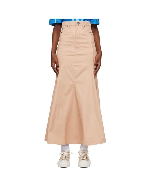 Burberry Multicolor Beige Flared Maxi Skirt