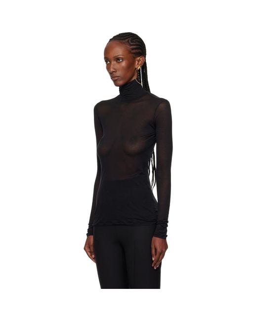 Mugler Black Turtleneck Top