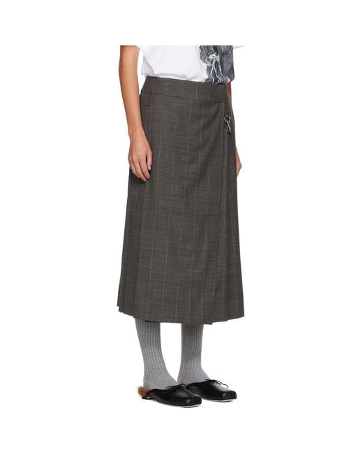 Simone Rocha Gray Tailored Clip Kilt Midi Skirt