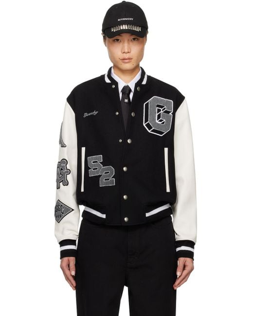Givenchy Black Embroidered Bomber Jacket for men