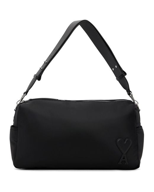 AMI Black Nylon Marcel Large Duffle Bag for men
