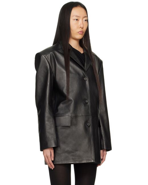 Magda Butrym Black Oversized Leather Blazer