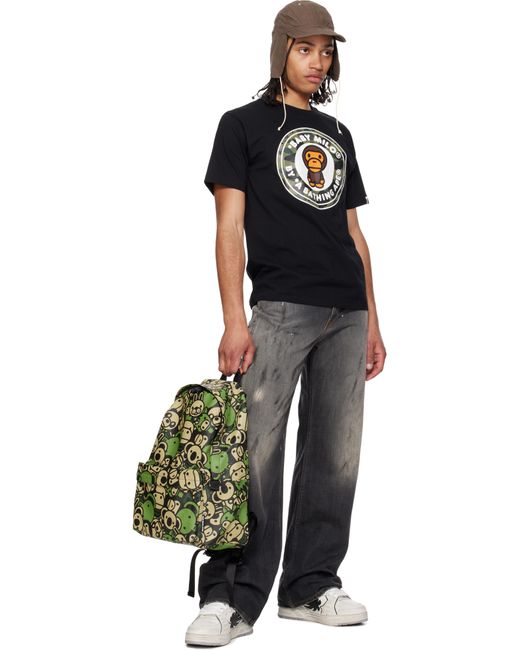 A Bathing Ape Green Faux Leather Large Backpack for men