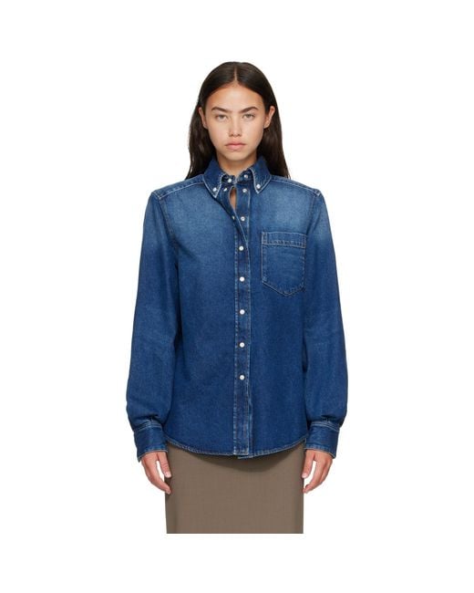 Mugler Blue Washed Denim Power Shirt