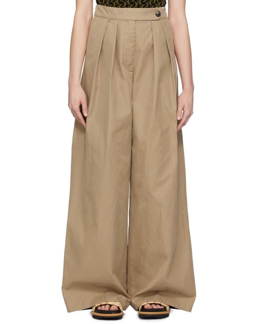 Dries Van Noten Natural Pleated Trousers