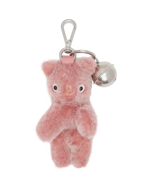 Acne Pink Teddy Bear Keychain for men