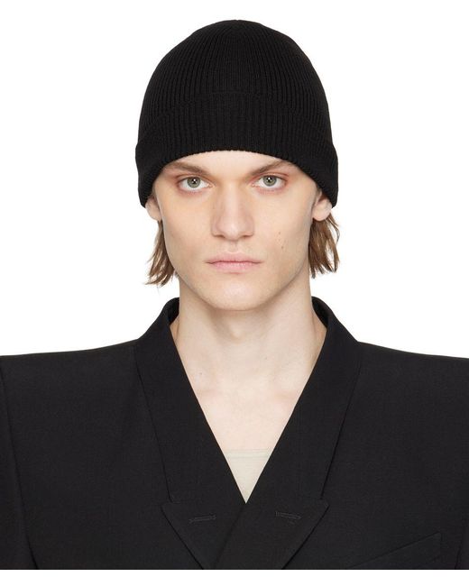 Rick Owens Black Rolled Beanie for Men | Lyst